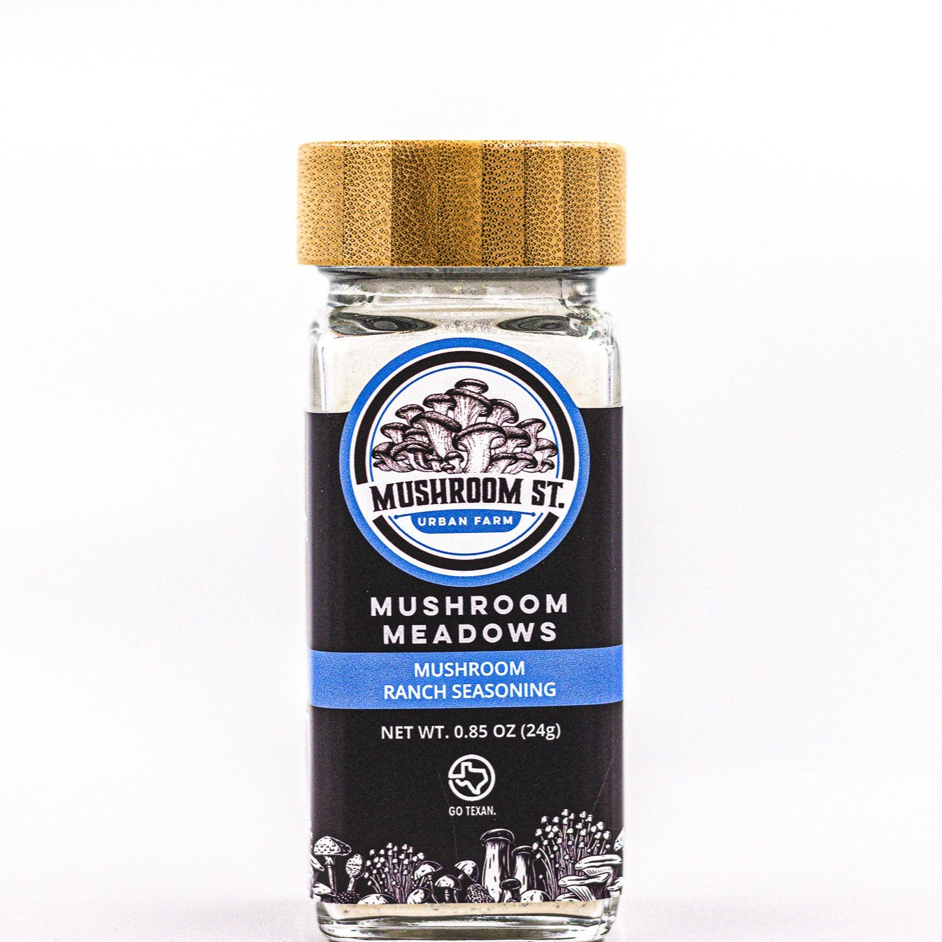 Mushroom Street Urban Farm Mushroom Meadows spice bottle