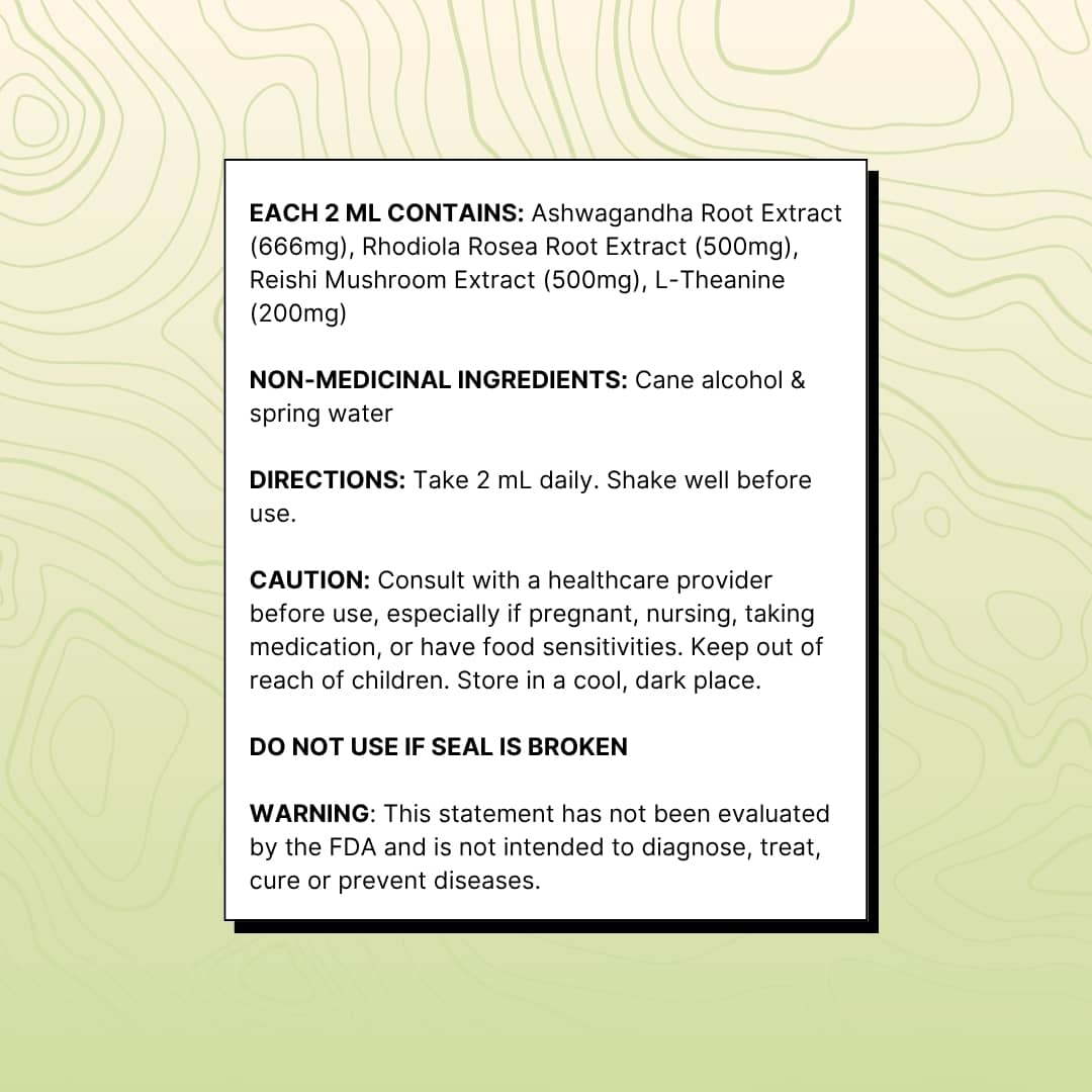 Calm & Collected tincture nutrition facts