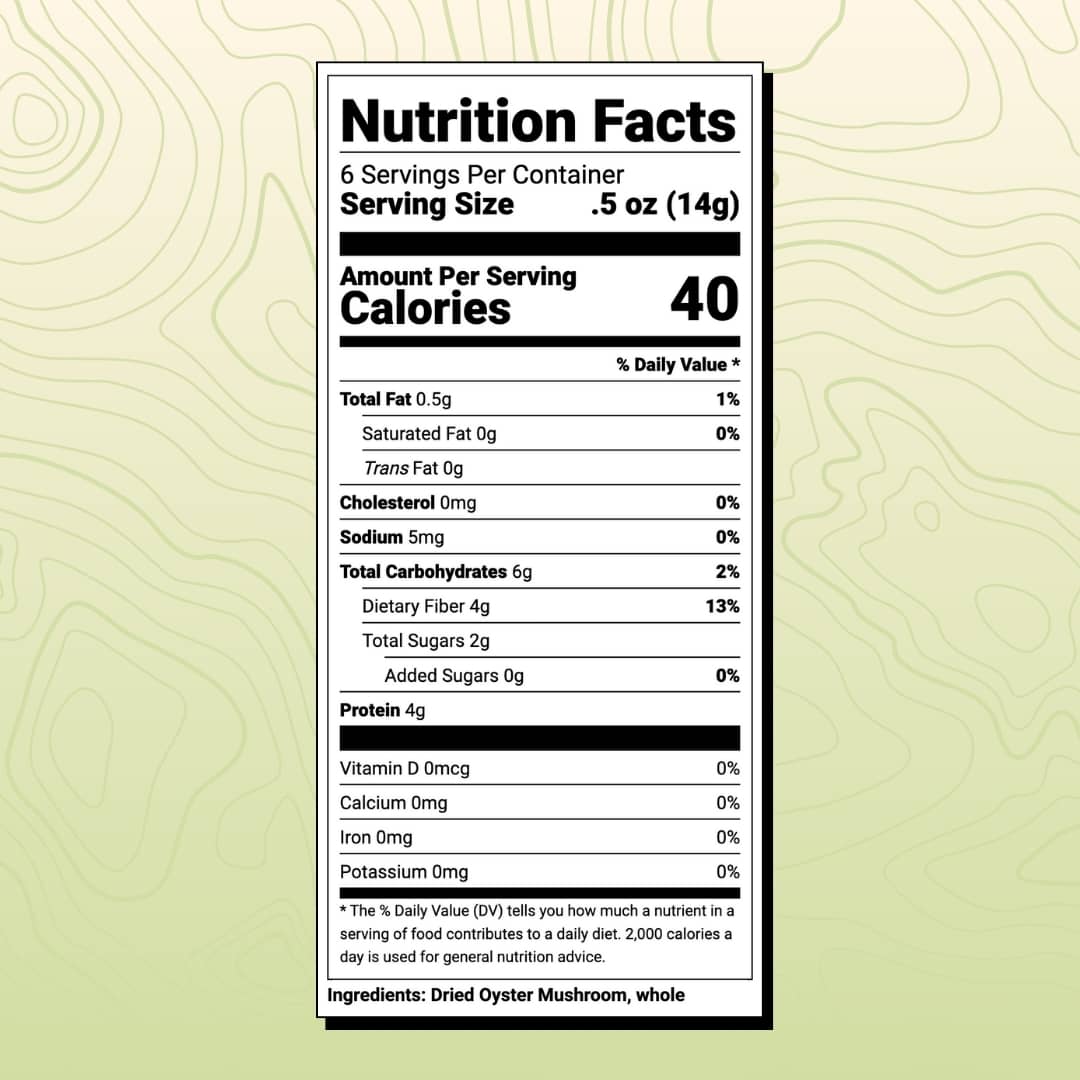 Dried Oyster Mushroom Medley nutrition facts