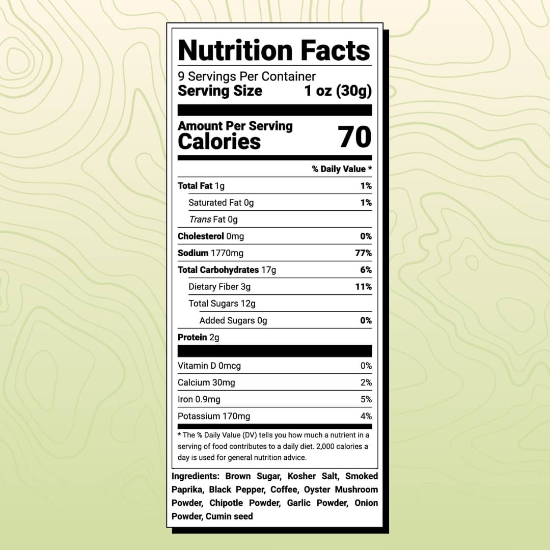 MushLuv Rub mushroom seasoning nutrition facts