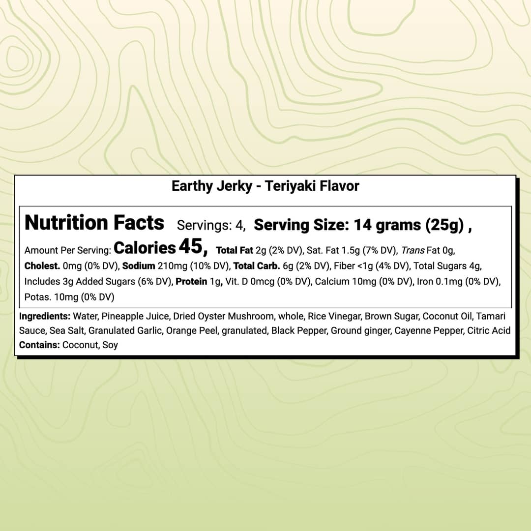 Earthy Jerky Teriyaki flavor nutrition facts