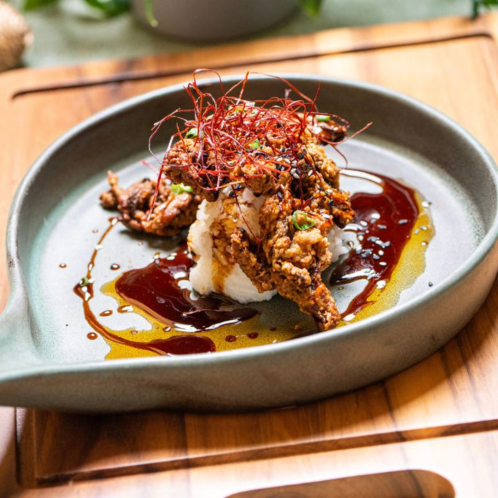General Tso Chick’N with Coconut Milk Rice & Seared Broccolini