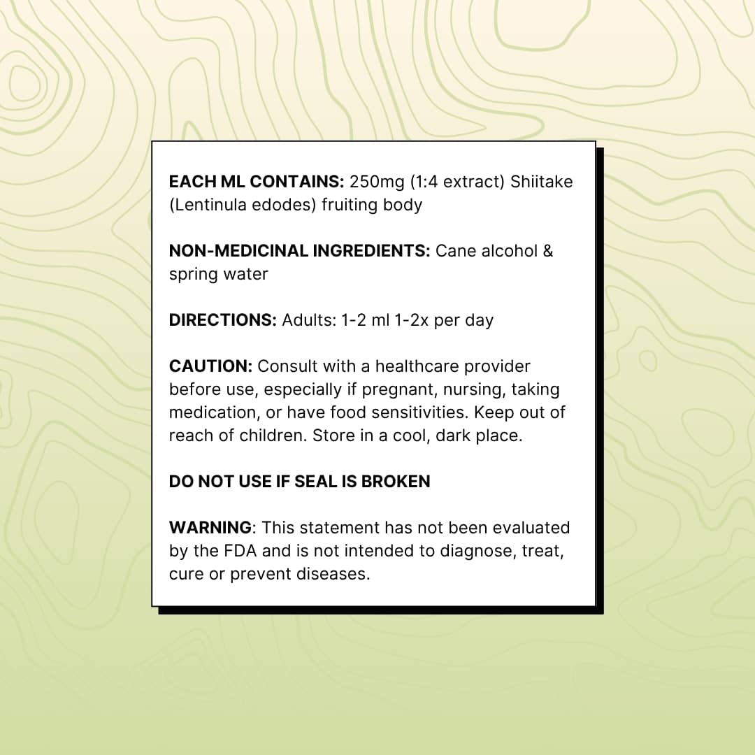 Shiitake tincture nutritional facts